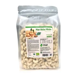 Hạt Điều Nhân Trắng Hữu Cơ Hạt Nguyên, Organic Whole Kernel Cashews, W320 (1kg) - CHAPI